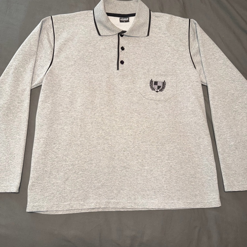 Slima Men’s Long-Sleeve Polo Shirt - Light Gray